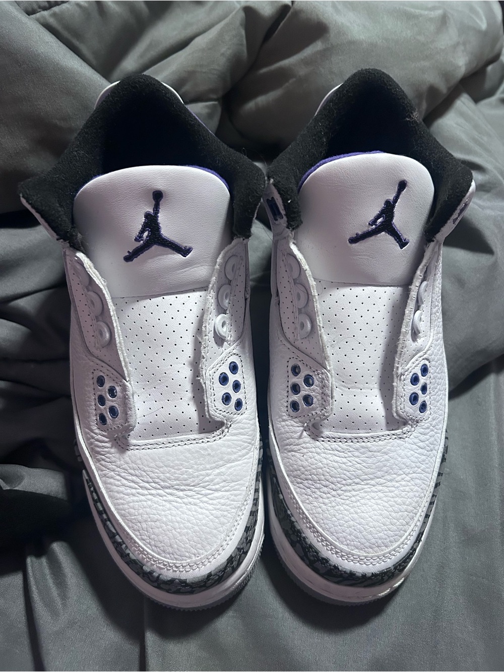 Air Jordan 3 Retro White & Navy Leather Sneakers (Read description!)